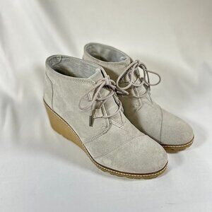 Toms Desert Grey Suede Wedge Womans sz 10